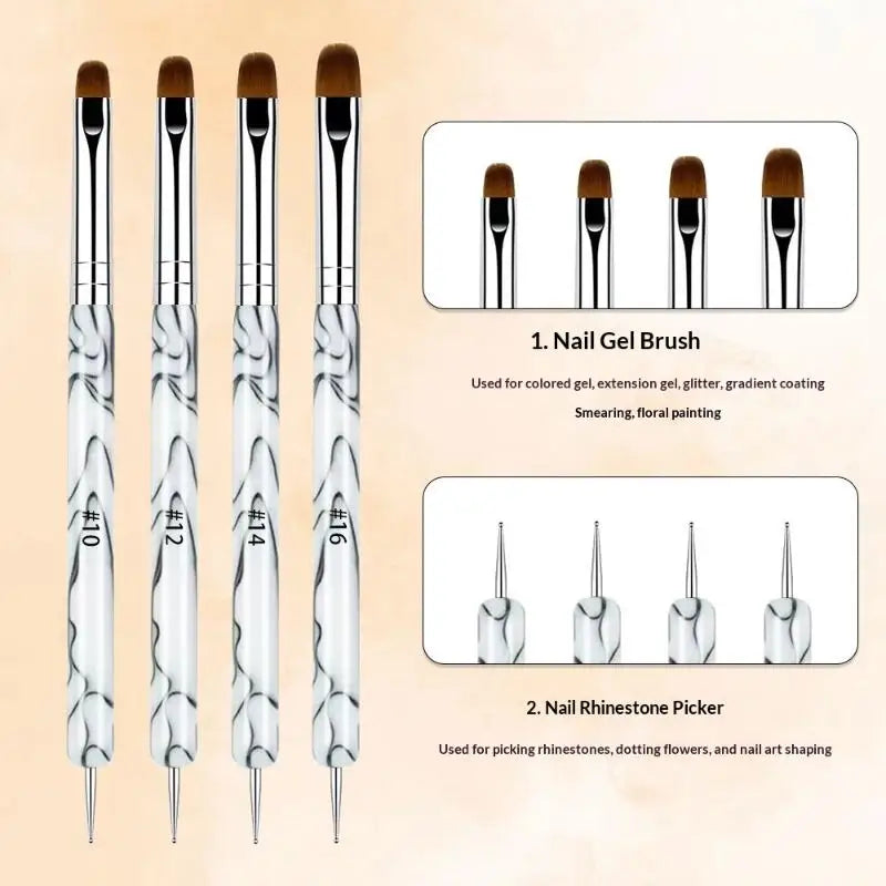 French Dual End Beginner High Quality Painting Manicure Tool Acrylic Drawing Nail Art Brush Nail Art Rhinestone Gel Dotting Pen Peaceful Pleasures Health and Wellness