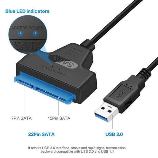 USB 3.0 to SATA III Adapter Cable | 2.5" HDD & SSD 6Gbps SATA Adapter Cable Peaceful Pleasures Health and Wellness