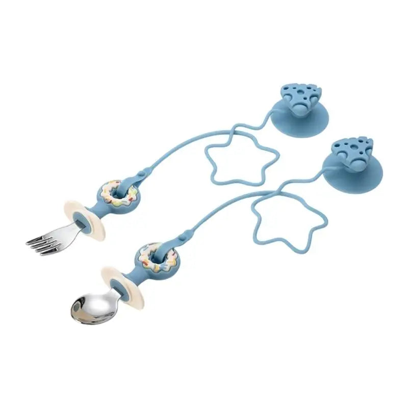 Infant Training Spoon & Fork Set | BPA-Free Silicone Suction