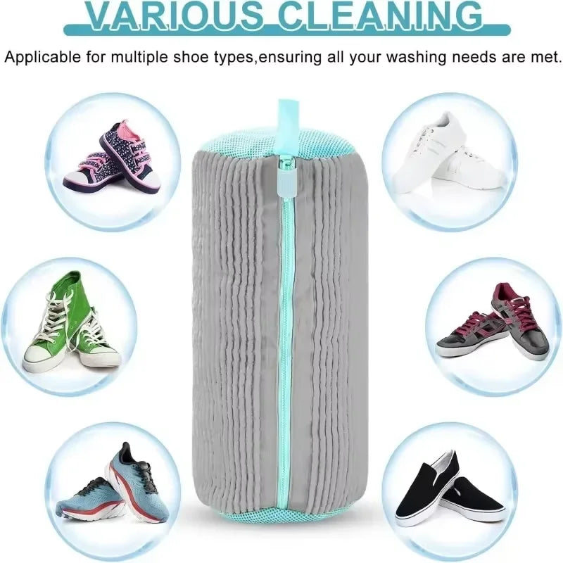 Durable Shoe Washing Machine Bag for All Shoe Types-Yellow with Blue Zipper,Ideal for Sneakers and Casual Shoes,Laundry Wash Bag Peaceful Pleasures Health and Wellness