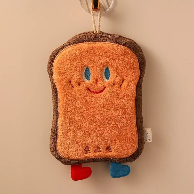 Cute Cartoon Hand Towel with Hanging Loop | Quick-Dry Kitchen & Bath