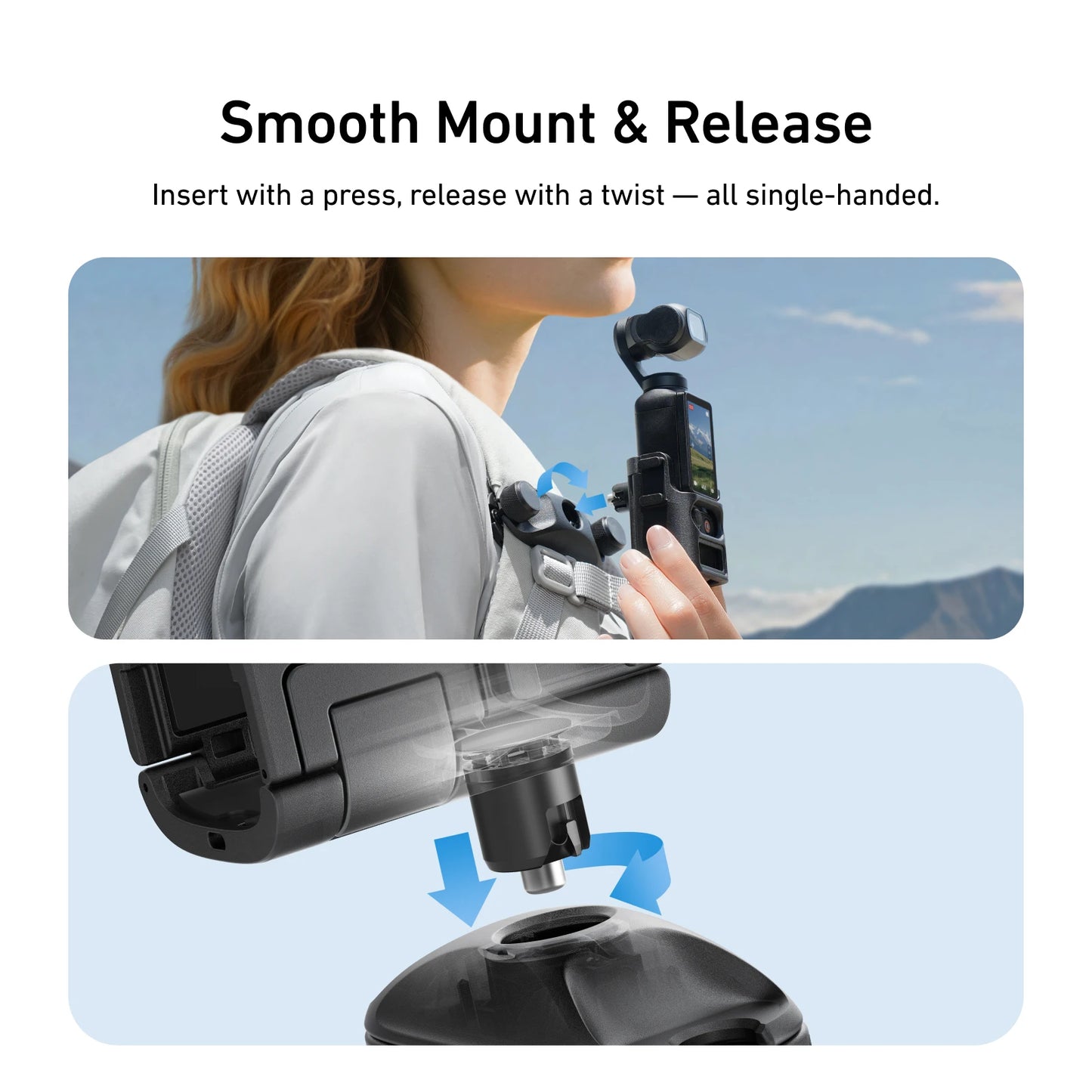 TELESIN Quick Release Backpack Mount For DJI Pocket 3 Camera Accessories Backpack Strap Clip Mount Holder For Pocket 3 Peaceful Pleasures Health and Wellness