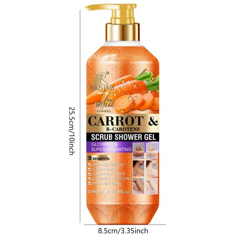 ROUSHUN Carrot Scrub Shower Gel 1000ml – Moisturizing Body Wash