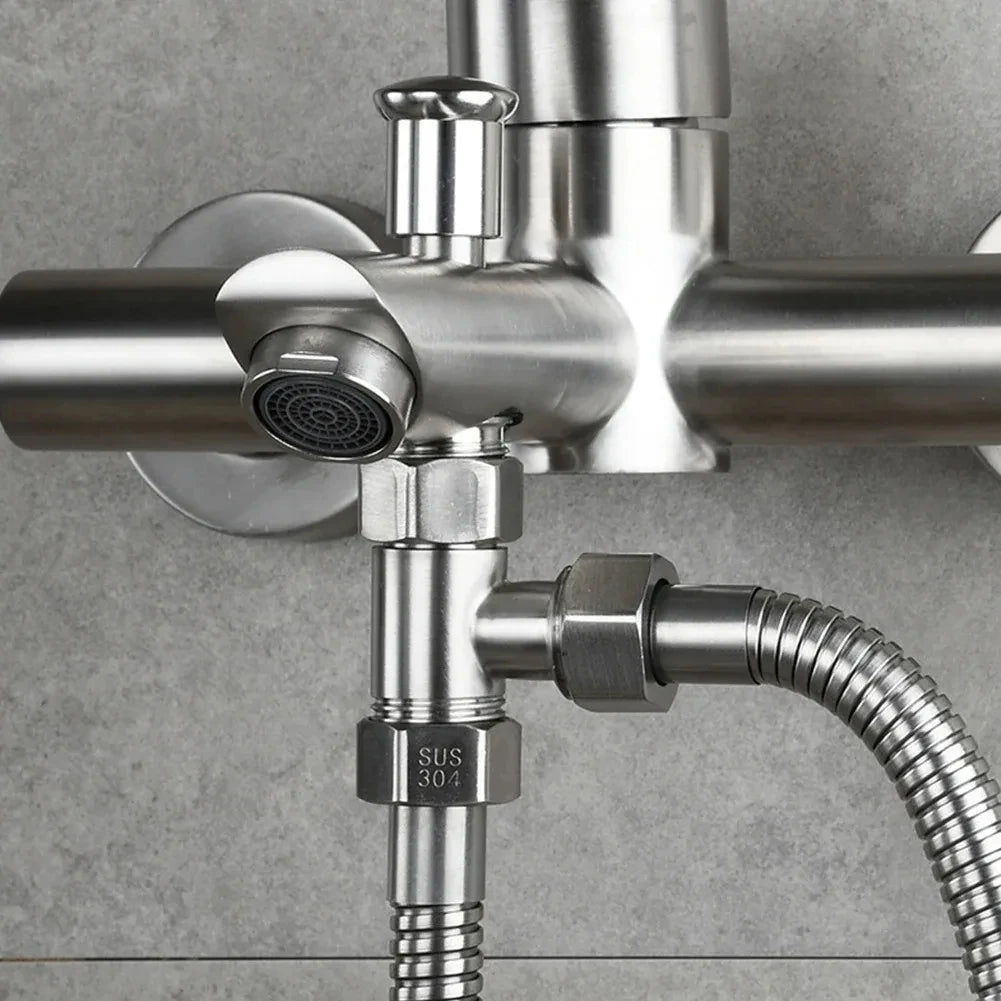 G1/2" Stainless Steel Three-Way T-Adapter Diverter Valve | Bidet & Shower