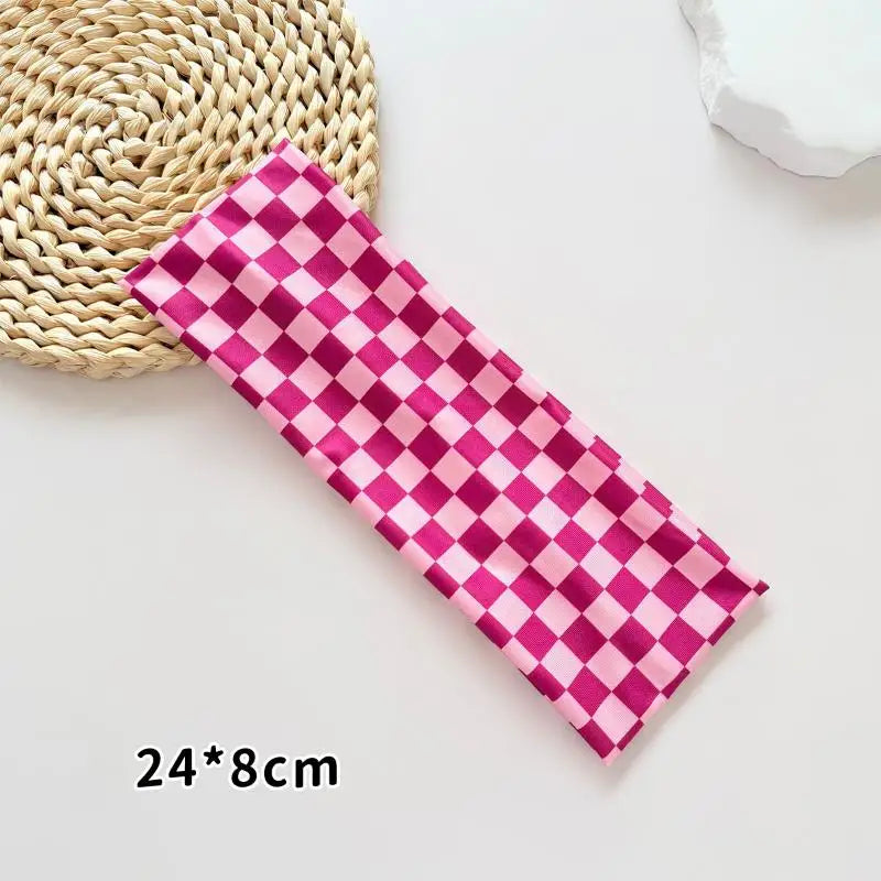 Checkerboard Elastic Headband | Sports & Yoga Hairband for Women