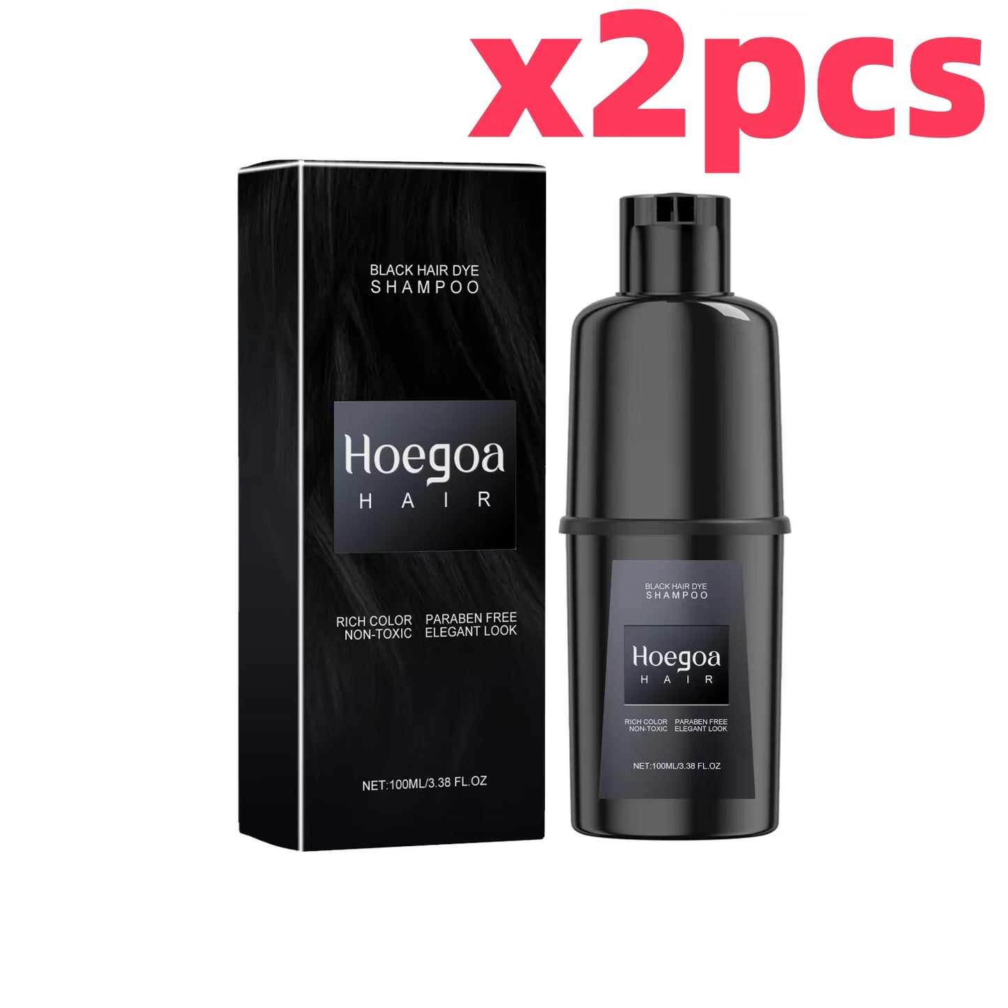 Herbal Hair Dye Shampoo – Nourishing Color in 15 Min, Multi-Shade Peaceful Pleasures Health and Wellness Black x 2pcs