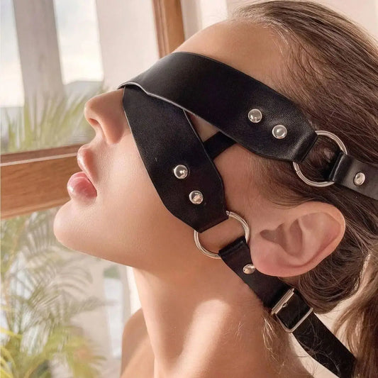 Women Sexy Mask Blindfold Cosplay PU Leather Adjustable Masquerade Peaceful Pleasures Health and Wellness MASK 1