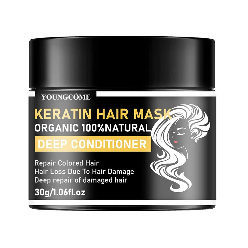 Keratin Hair Mask For Damage Hair Magical Treatment Frizzy Soft Smooth Shiny Professional Hair Straighten Conditioner Scalp Care Peaceful Pleasures Health and Wellness 30g