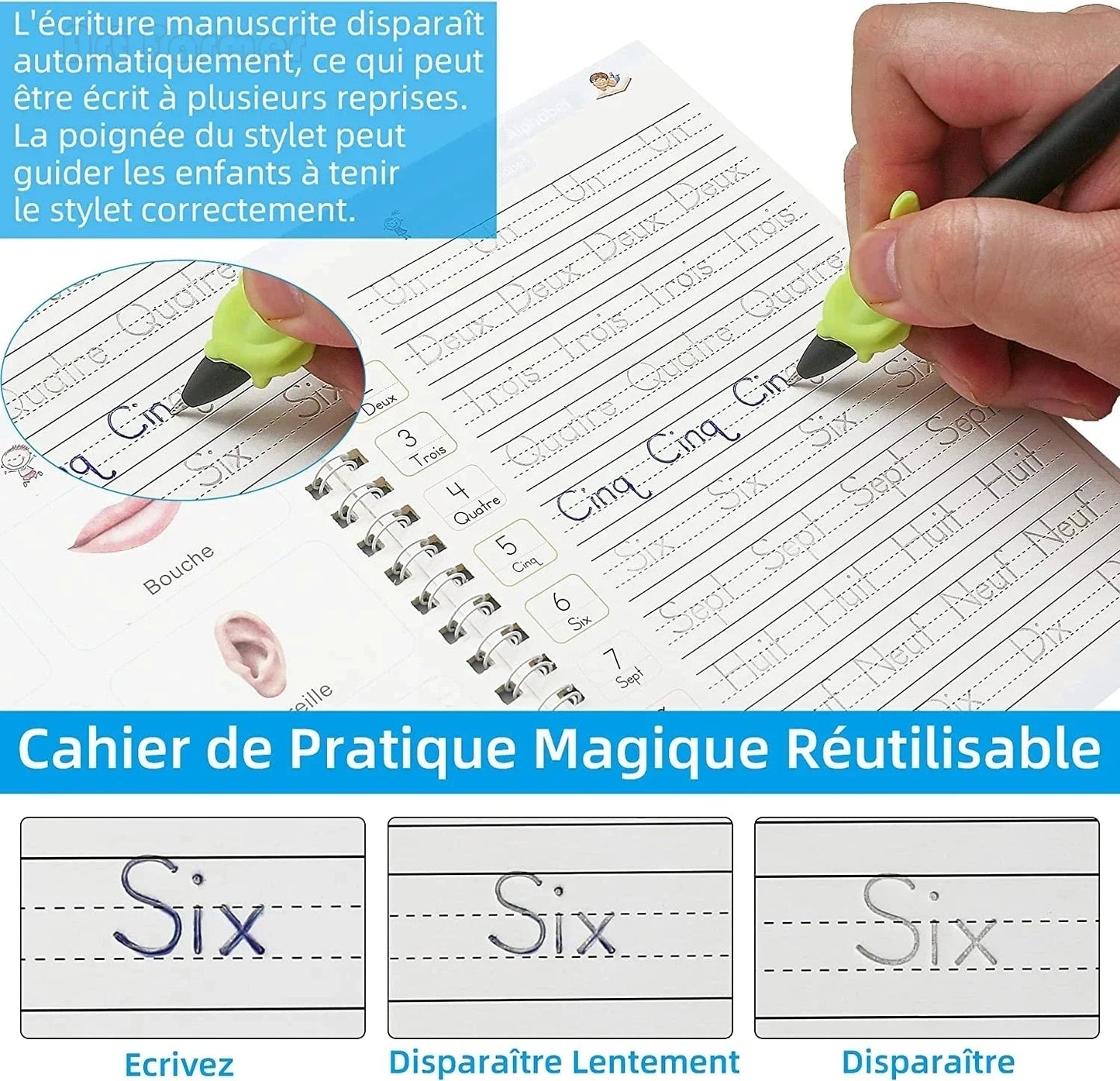 4 French Calligraphy Practice Sets Alphabet Number Workbook Beginner