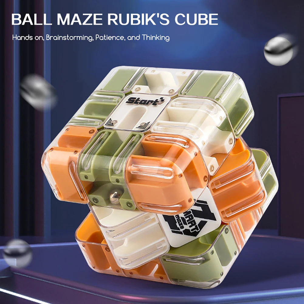 3D Maze Cube Puzzle with Rolling Ball – Brain Teaser Toy