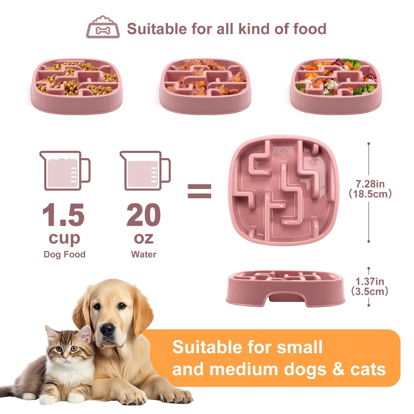Slow Feeder Bowl for Dogs & Cats | Maze Anti-Choke Dish