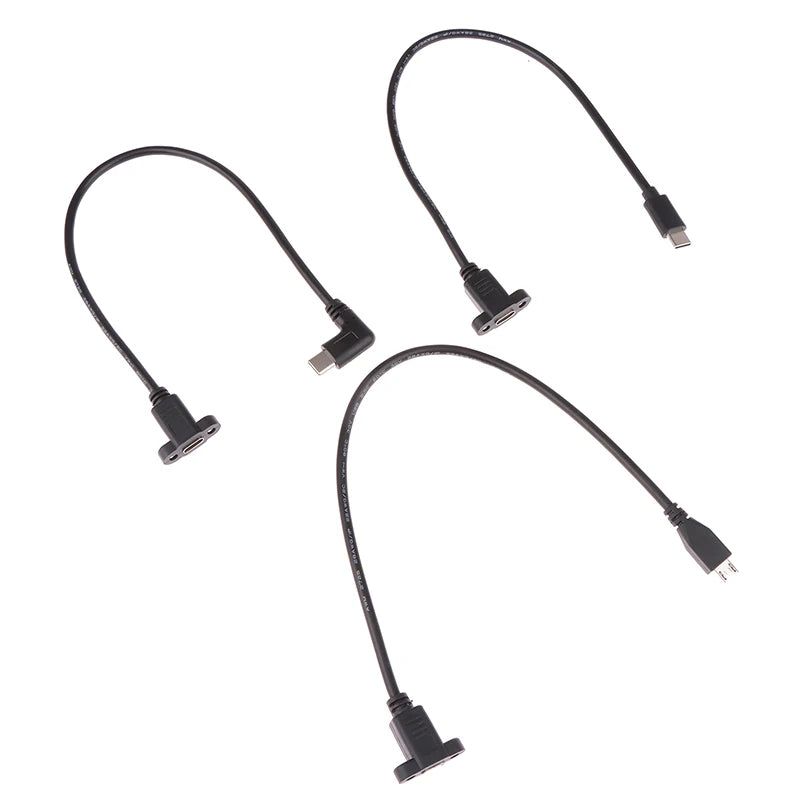 Micro Type USB USB 3.1 Male Connector To Type-c USB 3.1 Female Extension Cable 17mm With Screws Panel Mount Hole 0.3m Peaceful Pleasures Health and Wellness