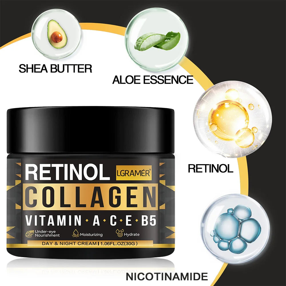 Men's Retinol Collagen Face Cream Skincare Moisturizing Brightening Hydrating Smooth Wrinkles Firming Facial Men Skin Care Peaceful Pleasures Health and Wellness