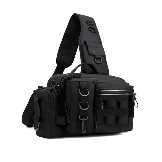 Lure bag, waist bag, single-shoulder backpack, crossbody bag, fishing rod bag, bait box, fishing tackle bag, large-capacity camo Peaceful Pleasures Health and Wellness black