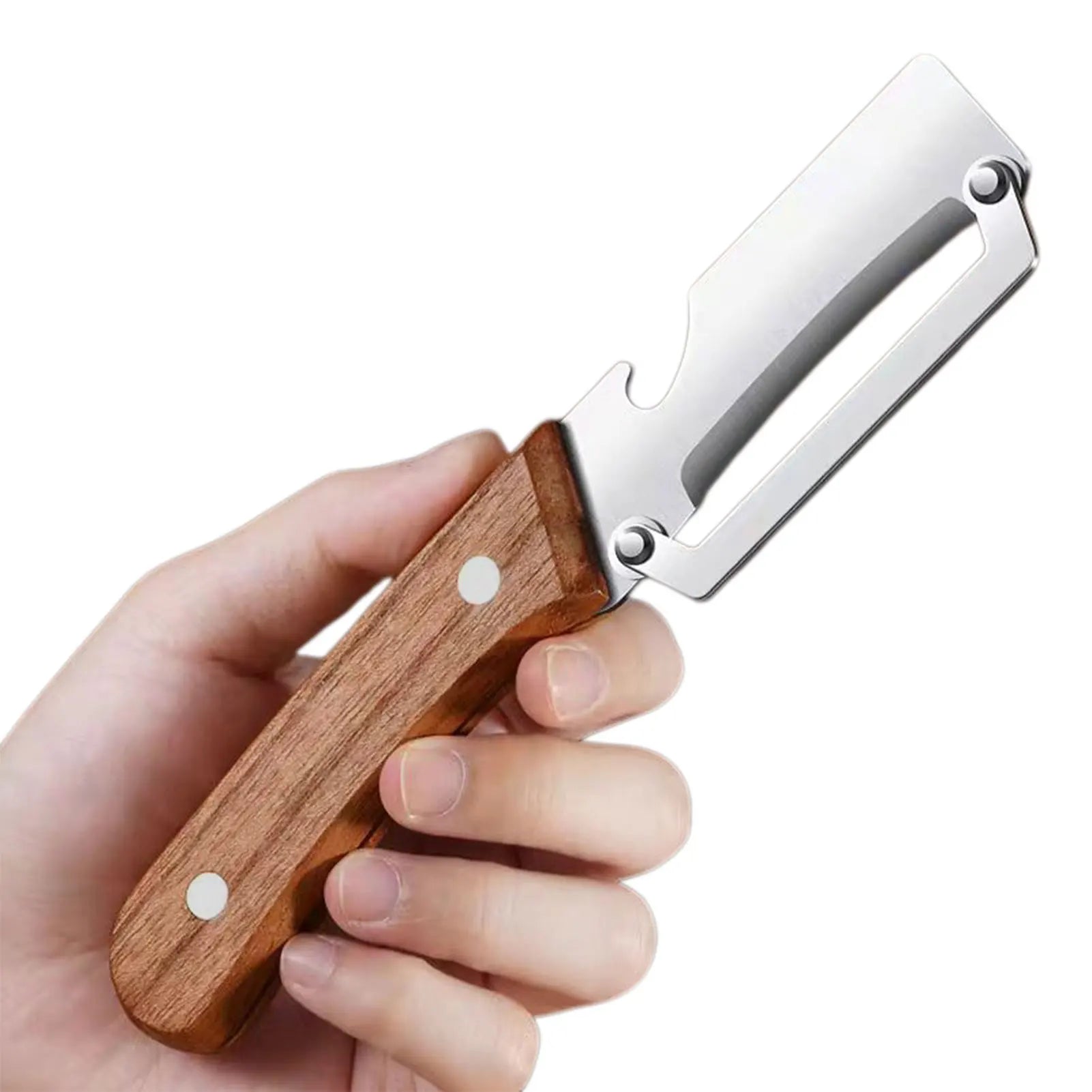 Stainless Steel Fruit & Vegetable Peeler | Wooden Handle Vegetable Peeler Peaceful Pleasures Health and Wellness A