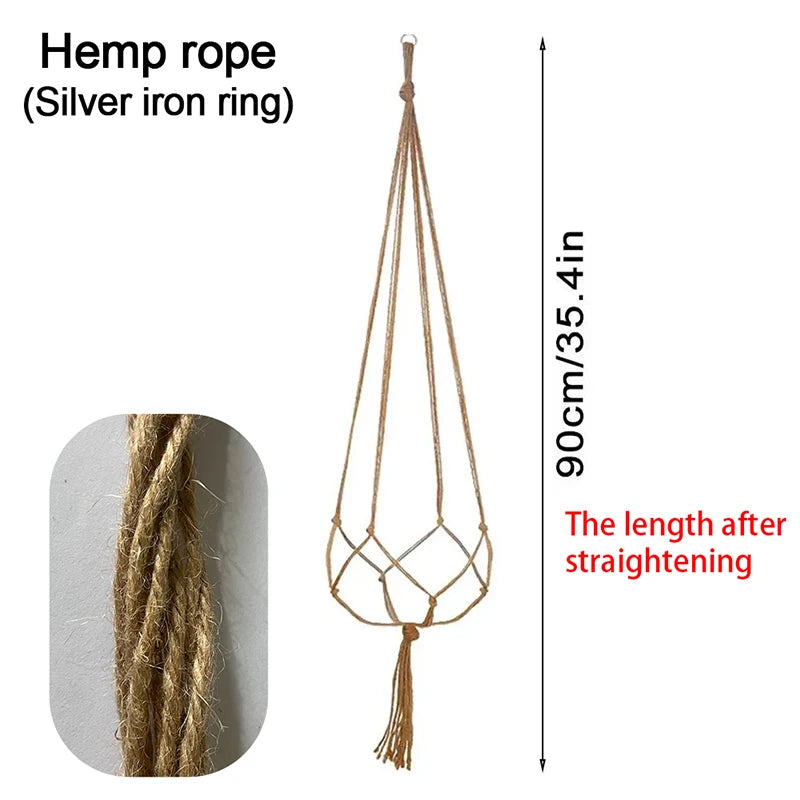 Macrame Hanging Plant Basket with Hook | Boho Planter