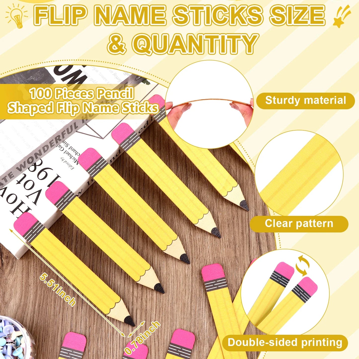 101-Piece Flip Name Sticks Set with Wooden Storage Cup