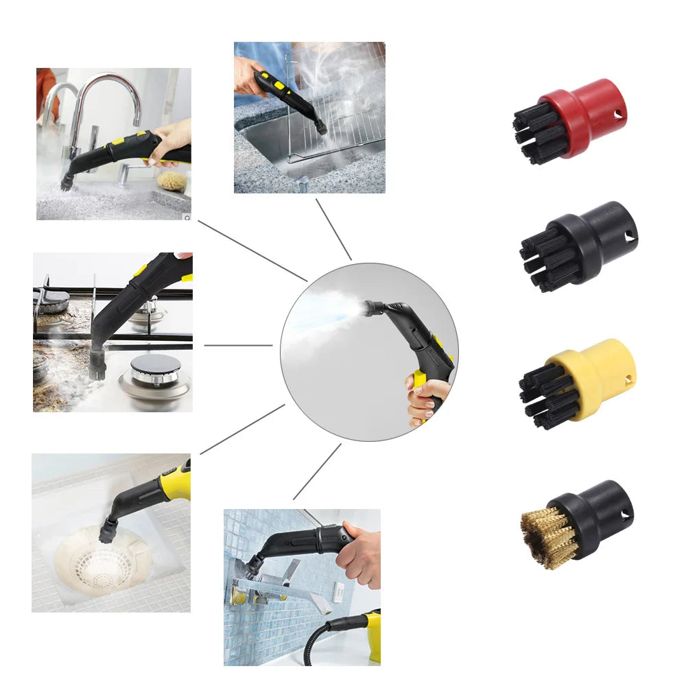 5-Pc Round Brush Set for Karcher SC1–SC7 Steam Cleaners