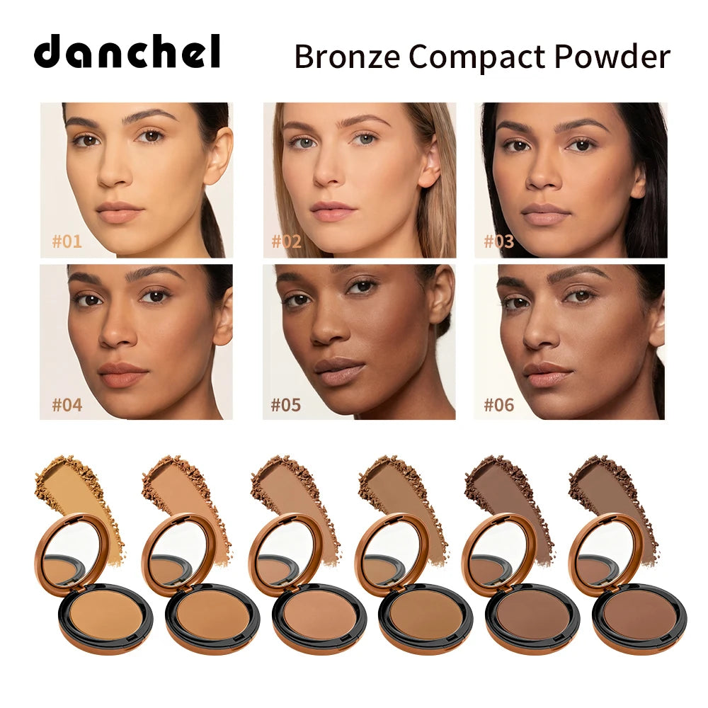 Bronze Compact Powder Long-Lasting Smooth Matte Bronze Finish Natural Brightening Conceal Flaw Even Skin Tone Powder With Mirror Peaceful Pleasures Health and Wellness