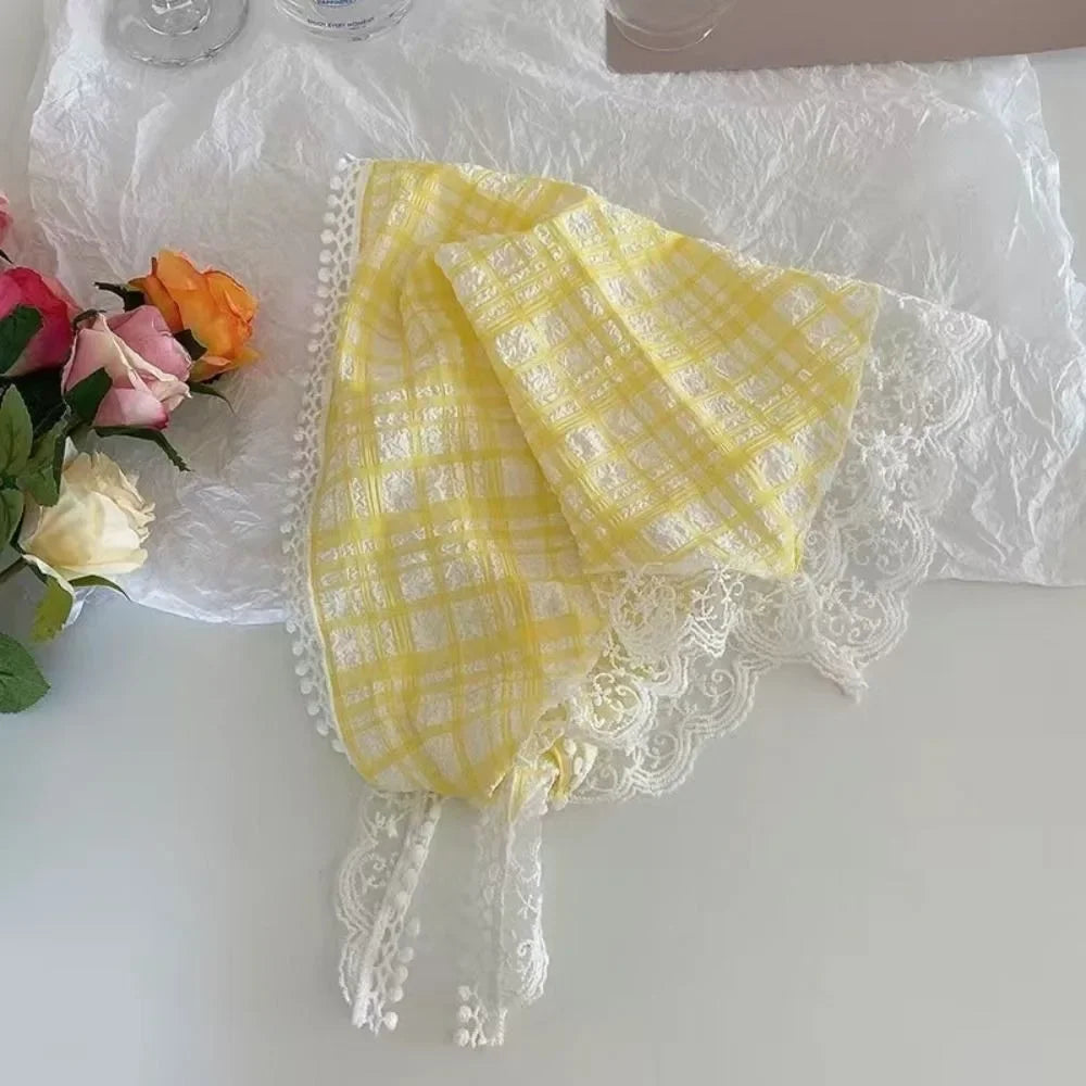 French Floral Triangle Scarf – Turban Bandana Hair Band Women