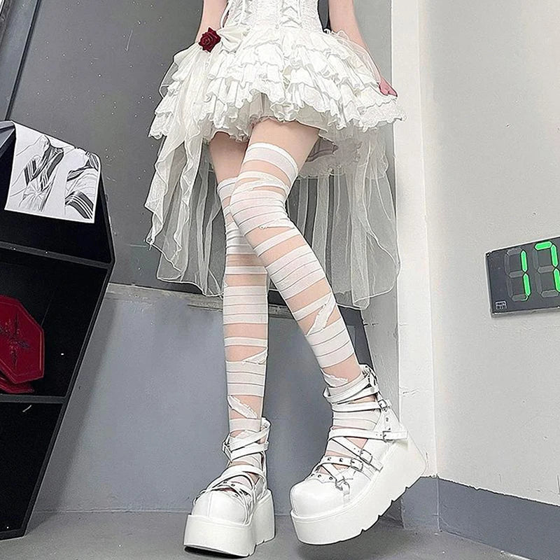 Women's Striped Knee High Stockings | JK Lolita Y2K Cotton