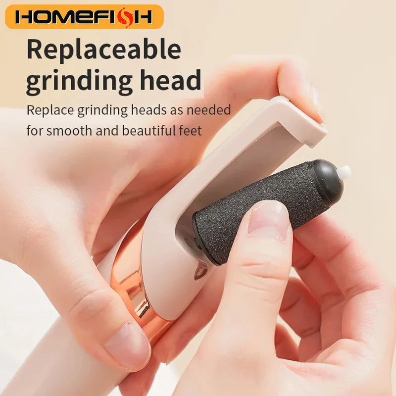 HOMEFISH Electric Foot Grinder Automatic Foot Callus Rubbing Pedicure Dead Skin Callus Remover for Foot Rechargeable Foot Beauty Peaceful Pleasures Health and Wellness