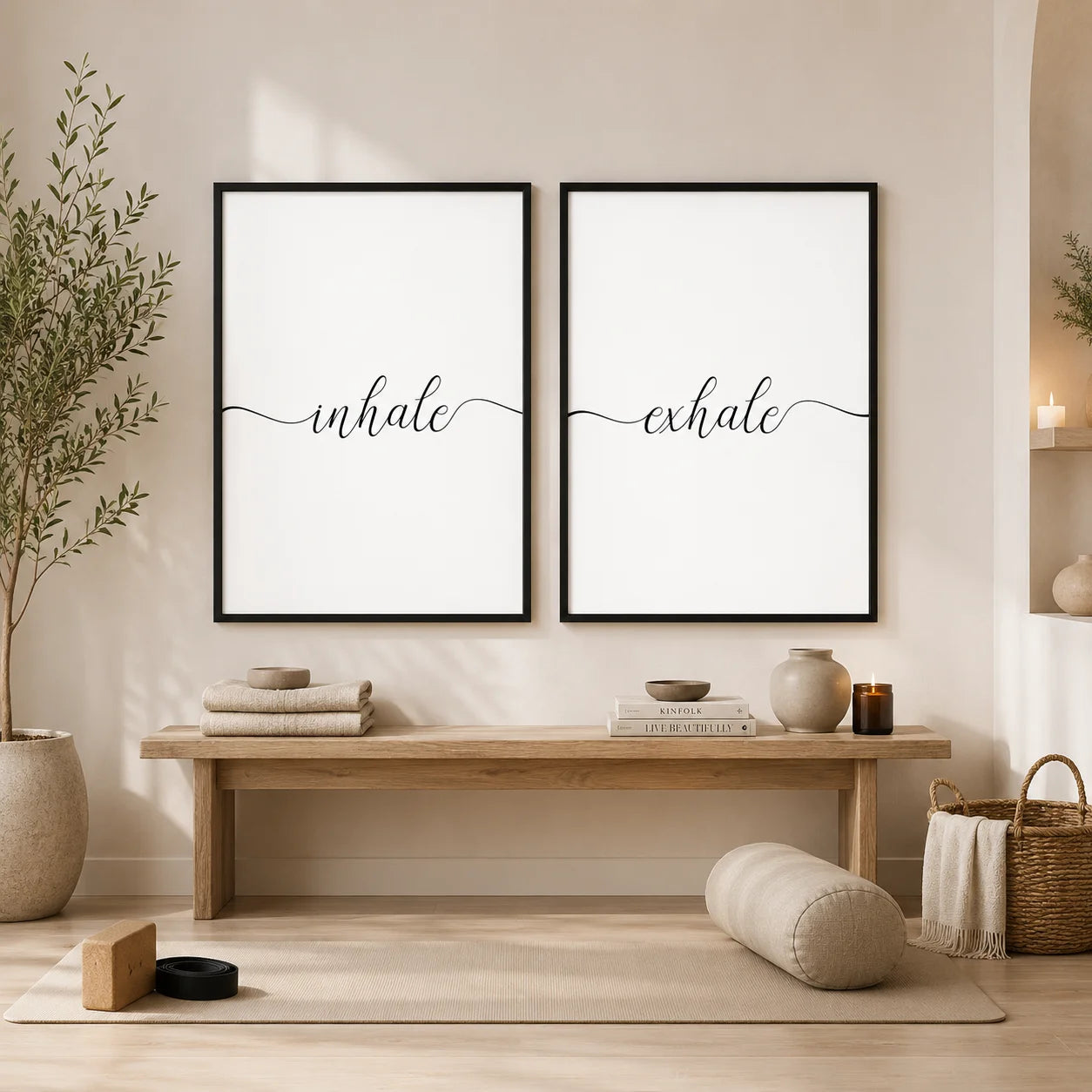Inhale Inspirational Canvas Wall Art | Minimalist Yoga Decor Canvas Wall Art Peaceful Pleasures Health and Wellness