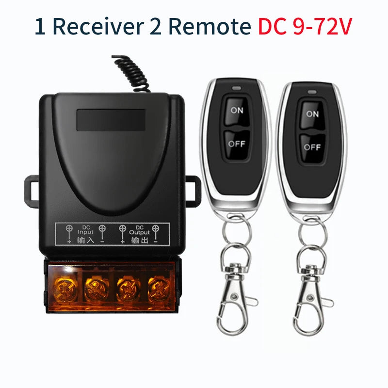 RF433Mhz Wireless Remote Control Smart Switch AC 75-220V/DC 9-72V 30A Relay On Off Receiver Transmitter For Water Pump Motor LED Peaceful Pleasures Health and Wellness 1V2 DC9-72V