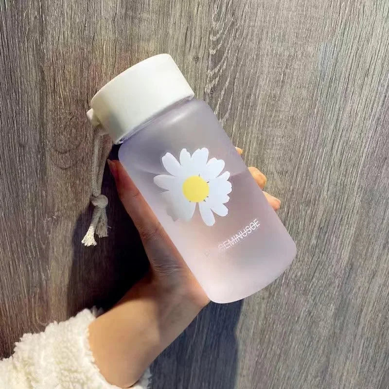 Daisy 500ml BPA-Free Reusable Leakproof Water Bottle Reusable Water Bottle Peaceful Pleasures Health and Wellness Frosted-1 Flowers 400ml