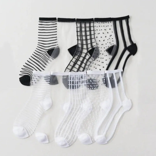 Women's Sheer Crystal Silk Ankle Socks | Ultrathin Lace Mesh Sheer Ankle Socks Oasis Select