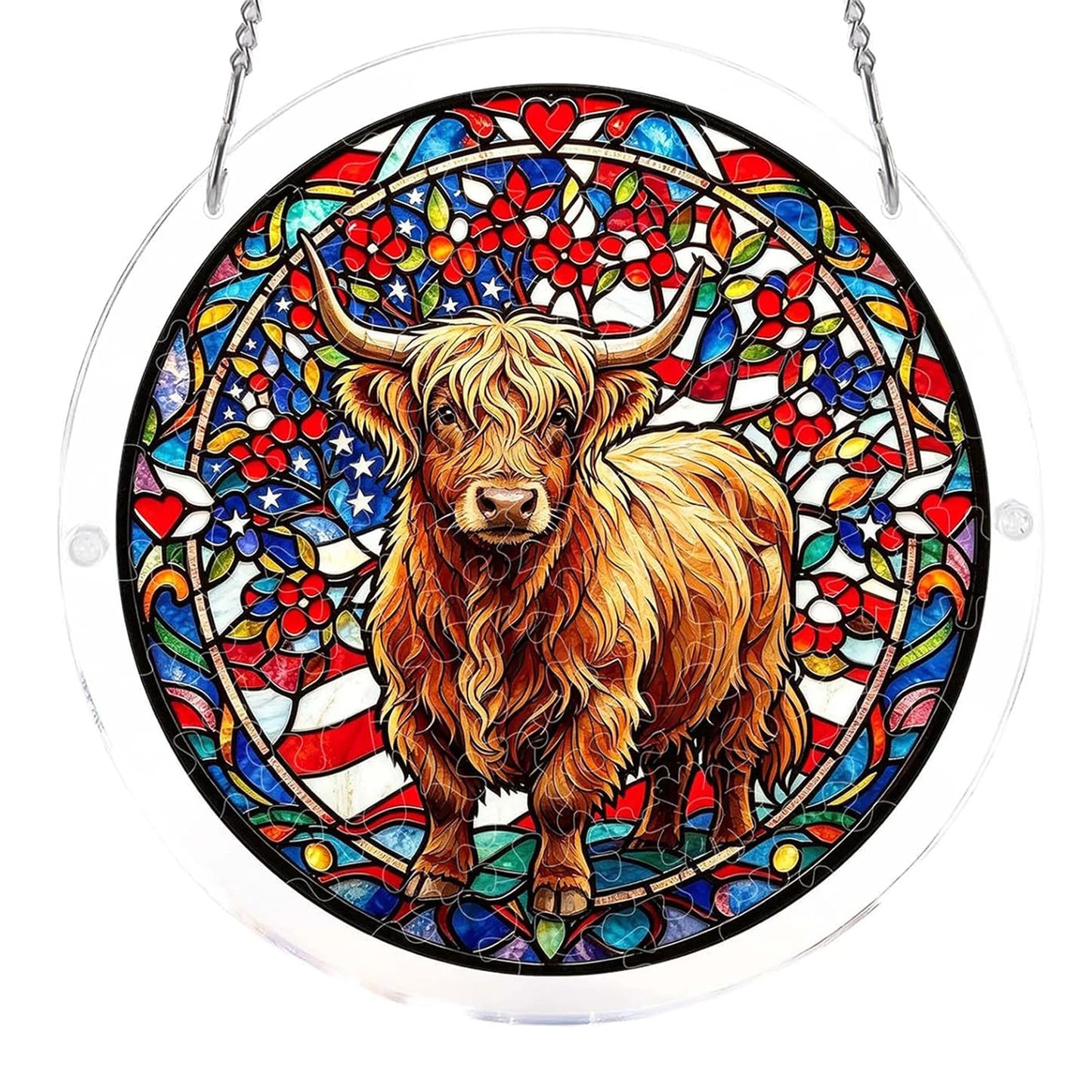 Animal Acrylic Jigsaw Puzzle Suncatcher Window Hanging Crafts DIY Puzzle Suncatcher Home Decor for Apartment Living Room Bedroom Peaceful Pleasures Health and Wellness Style 2 L-21.8cm