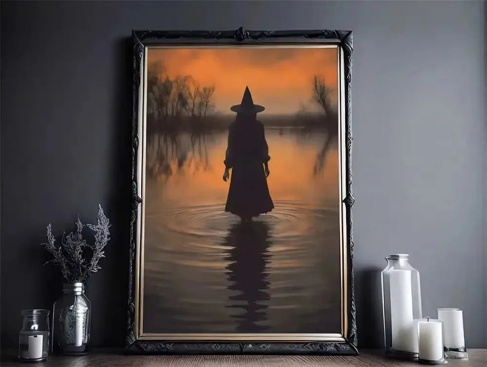 Nordic Style Halloween Poster Aesthetics Ghost Witch Witchcraft Black Cat Pumpkin Canvas Painting Wall Art Room Home Decor Peaceful Pleasures Health and Wellness ZLH5326 100x150cm No Frame