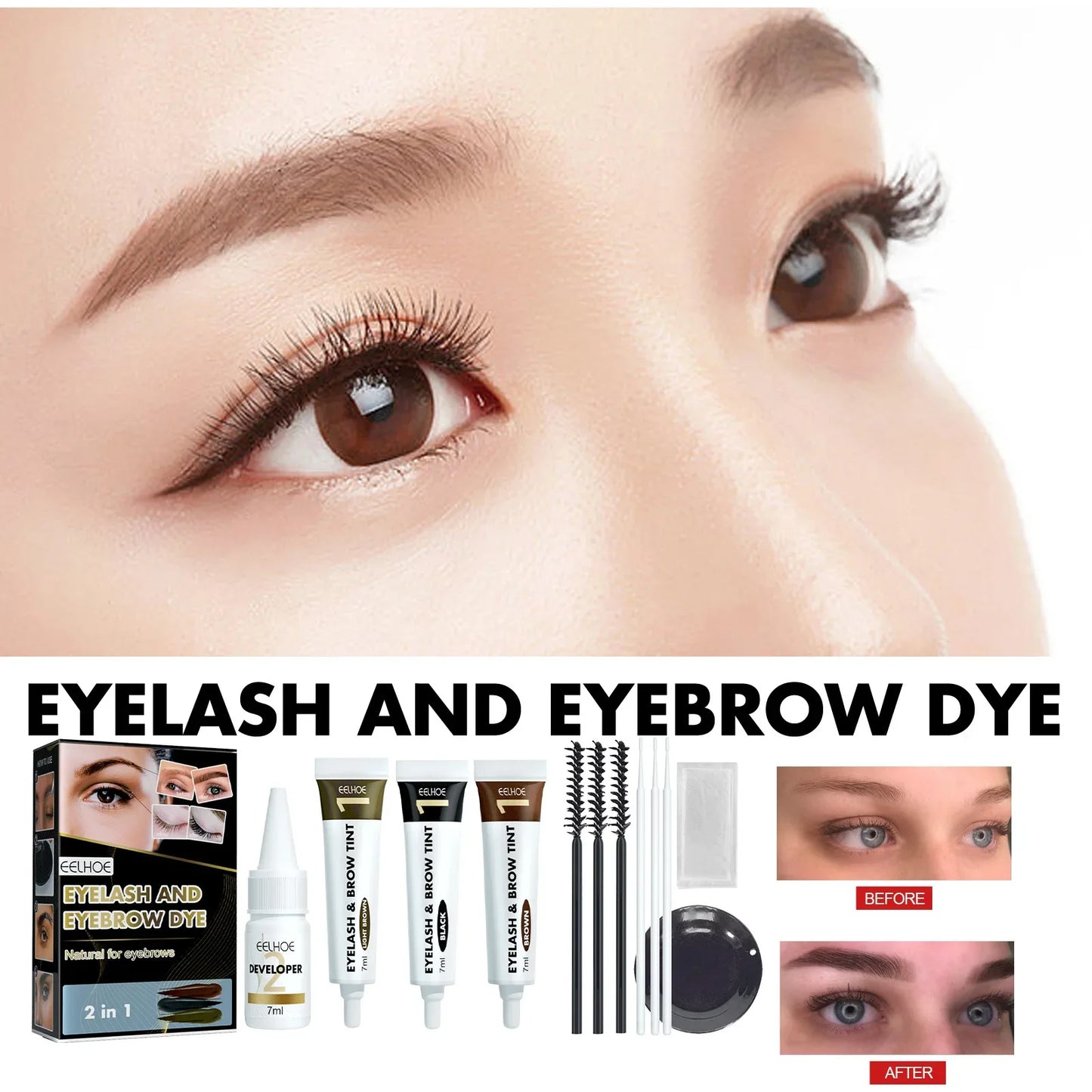 Semi-Permanent Eyebrow & Lash Tint Kit – Waterproof Cream