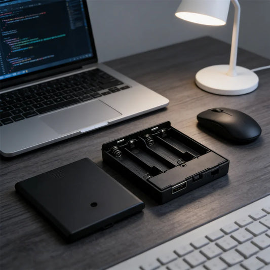 4 AA Battery Box with Power Switch & USB Socket | No Light Battery Holder Box Peaceful Pleasures Health and Wellness