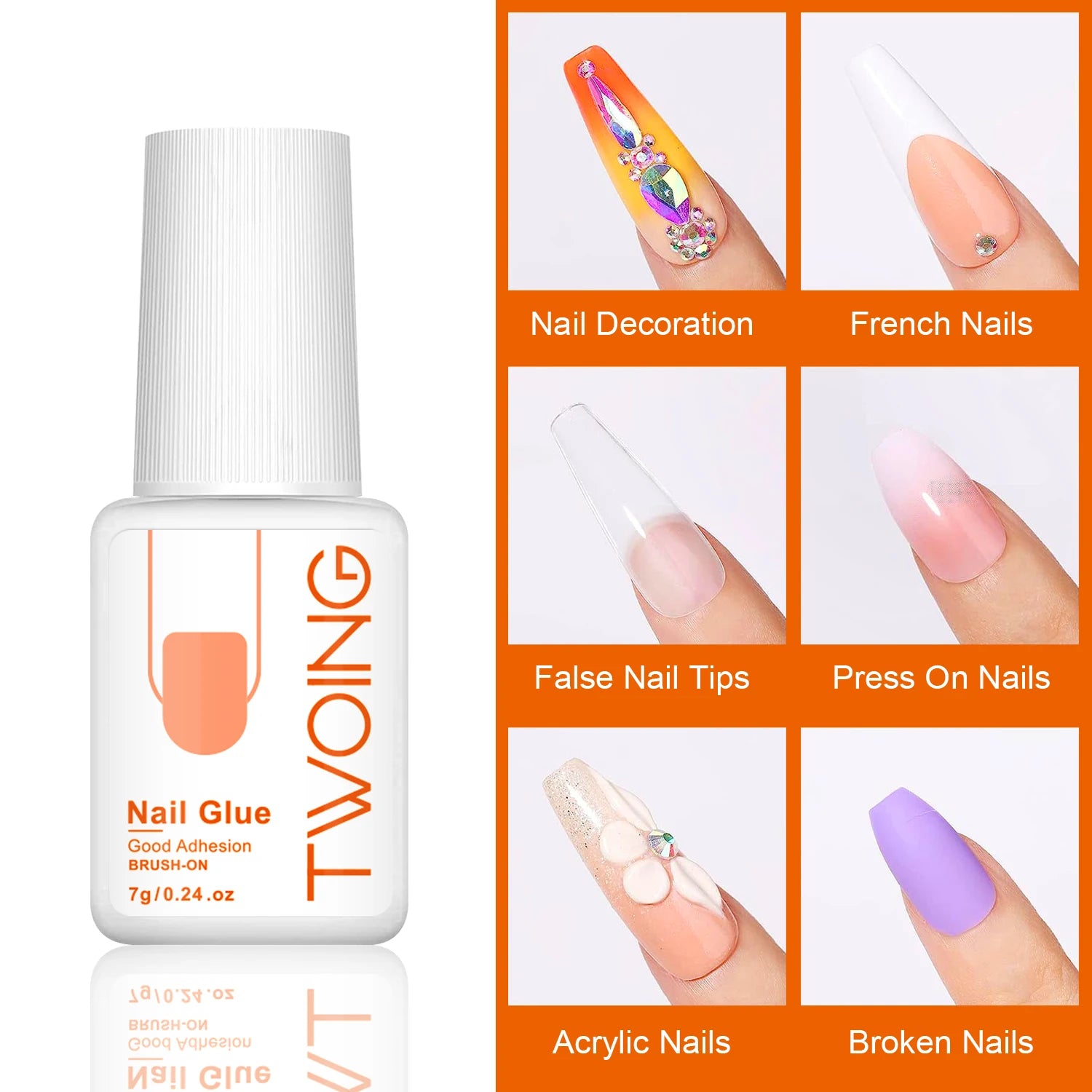 Twoing Nail Glue and Glue Remover Kit, No UV Light Needed， Fake nails plate adhesive，Quickly Removes Glue Off Fake Nail Remover Peaceful Pleasures Health and Wellness