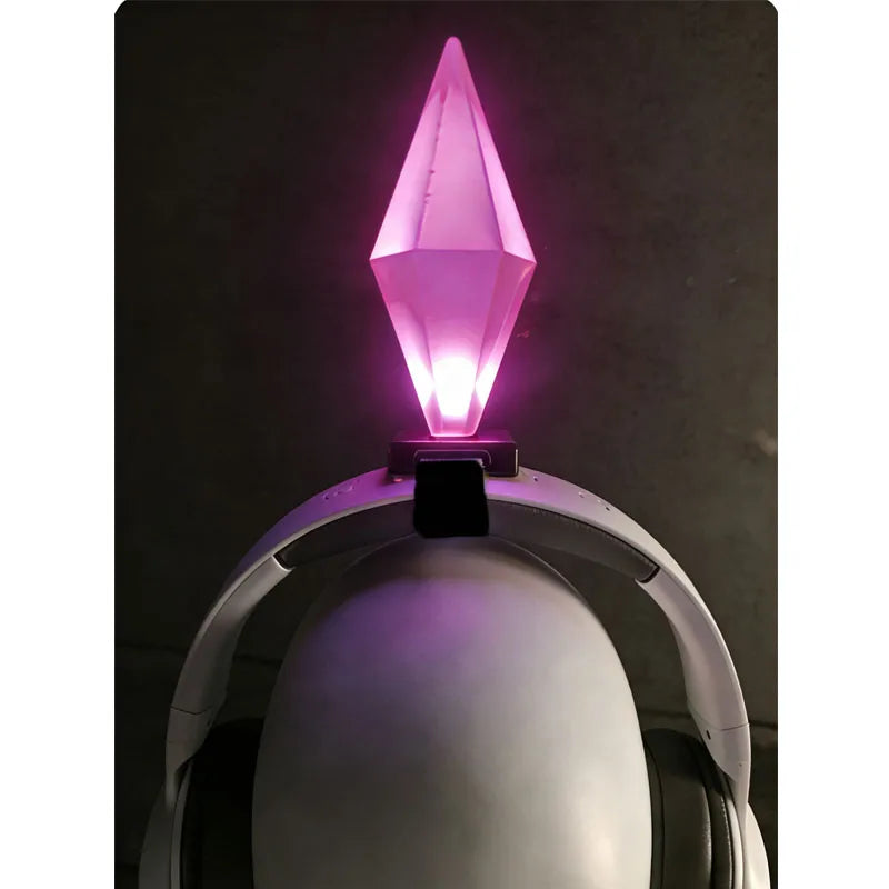 Bold Glowing Green Shard Velcro for Headband, Eye-Catching LED Flashing Plastic Patch, Cosplay Party Prop for Gamers Anime Fans Peaceful Pleasures Health and Wellness pink light - Velcro