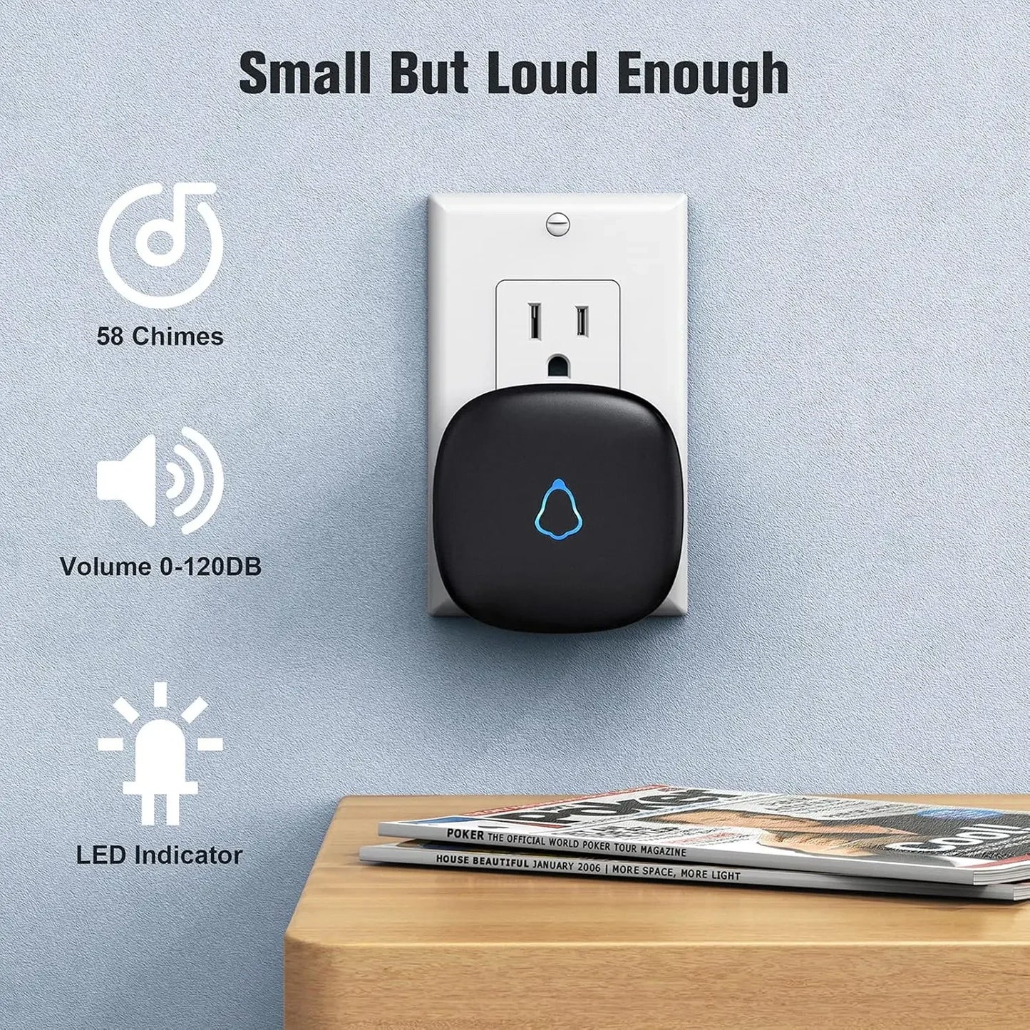 Wireless Doorbell with 2 Receivers, Adjustable Volume, 58 Chimes, LED Light, 1000Ft Range, Easy Installation Peaceful Pleasures Health and Wellness