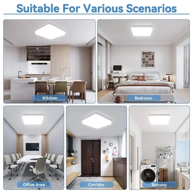 RUNTOIN Ultra-Thin LED Flush Mount Ceiling Light 18W–48W