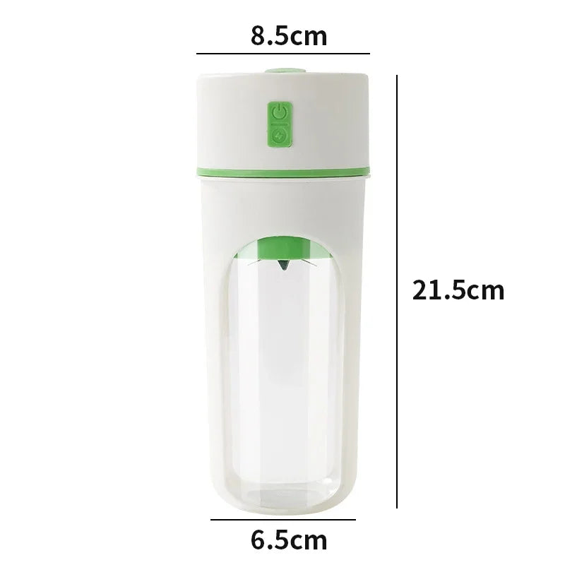 Electric Juicer Multifunctional Portable Juicer Fruit Blender Milkshake Juicer USB Rechargeable Smoothie Blender Juice Maker Cup Peaceful Pleasures Health and Wellness Green 340ml