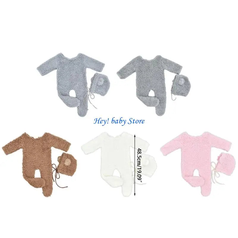 Baby Bear Photography Costume – Plush Romper & Bear Ear Hat