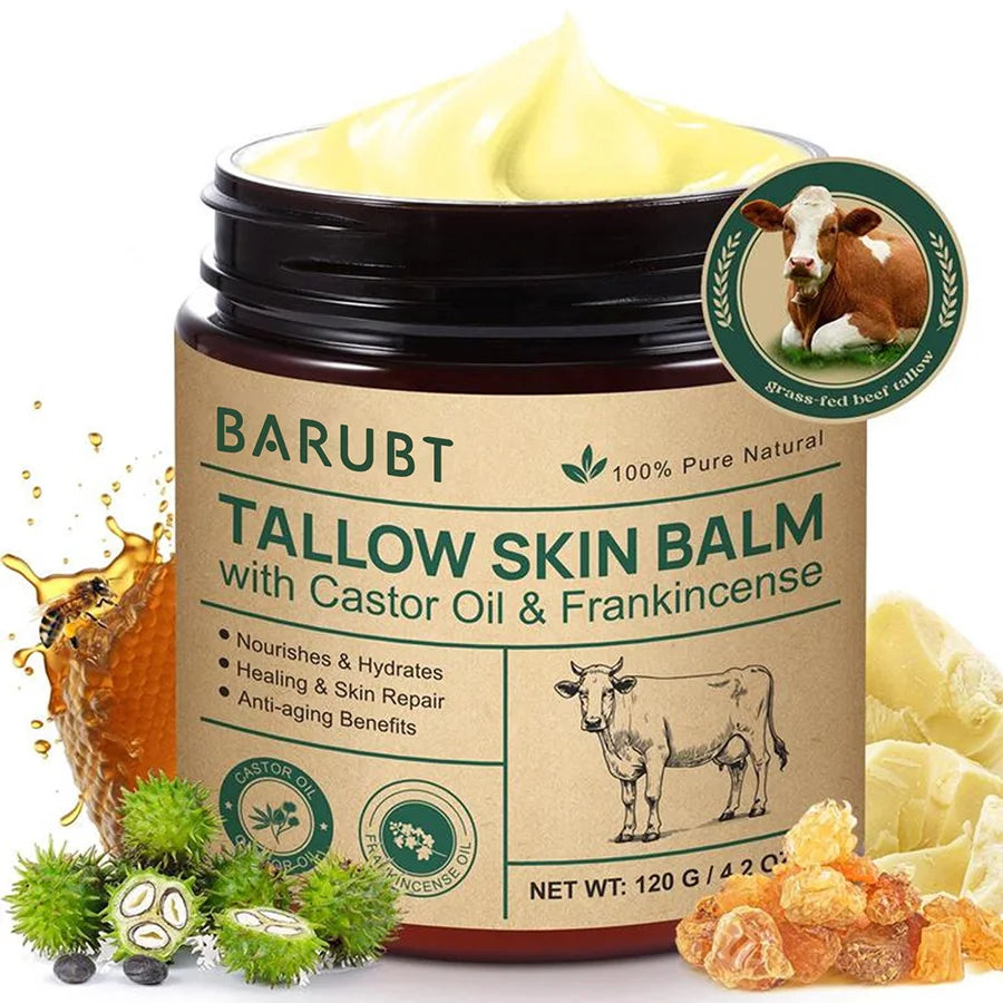 Natural Tallow Face Moisturizer Beeswax Grass-Fed Whipped Tallow Honey Cream Moisturizing Nourish Fast Absorbing Body Skin Care Peaceful Pleasures Health and Wellness