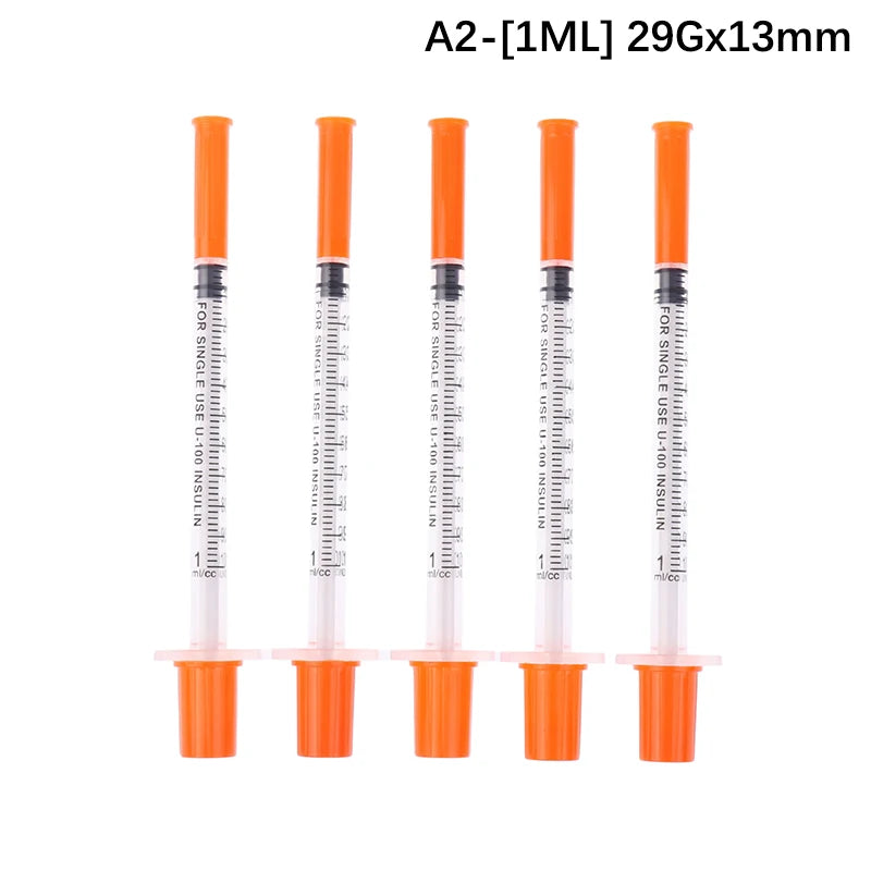 5Pcs 0.3/0.5/1ML Disposable Plastic Veterinary Syringe Orange Cap Sterile Insulin Syringe With Needles For Pet Farm Animal Peaceful Pleasures Health and Wellness A2