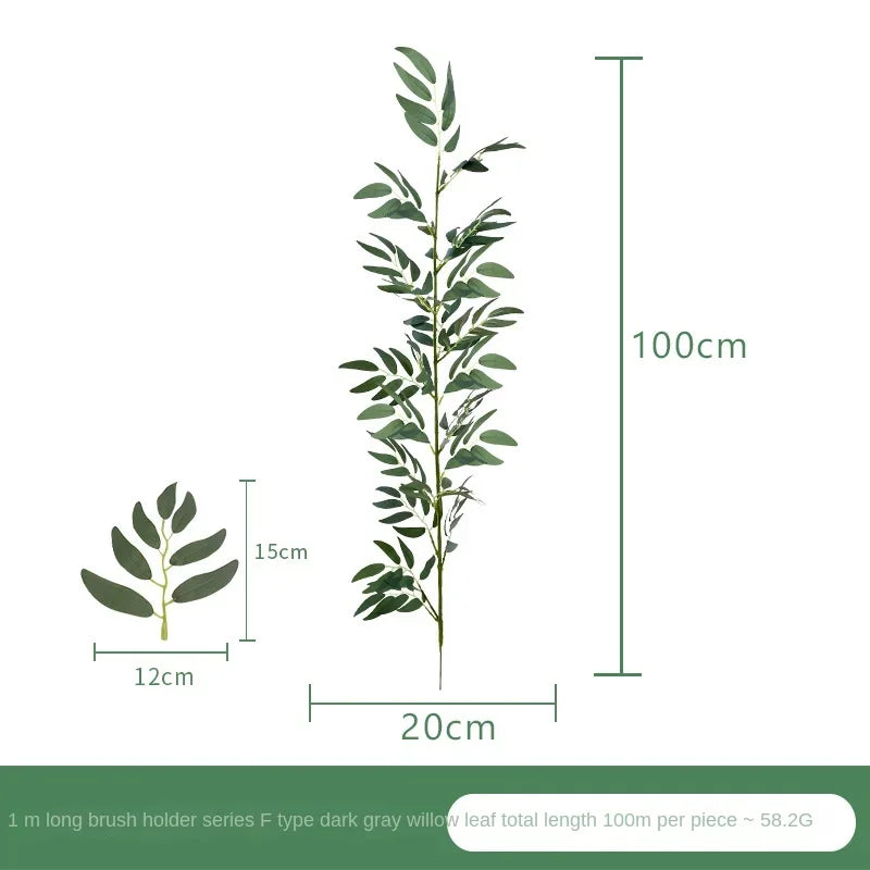 1m Artificial Eucalyptus Vine | Silk Bamboo Leaf Decor Stem