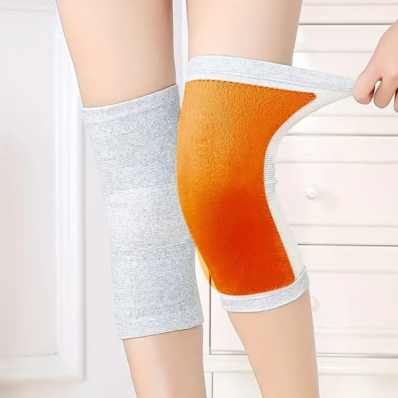 1 Pair Spring Golden Velvet Warm Knee Pads, Thickened Knee Pads Knee Joint Protection Cold-proof Leggings Peaceful Pleasures Health and Wellness Gray L