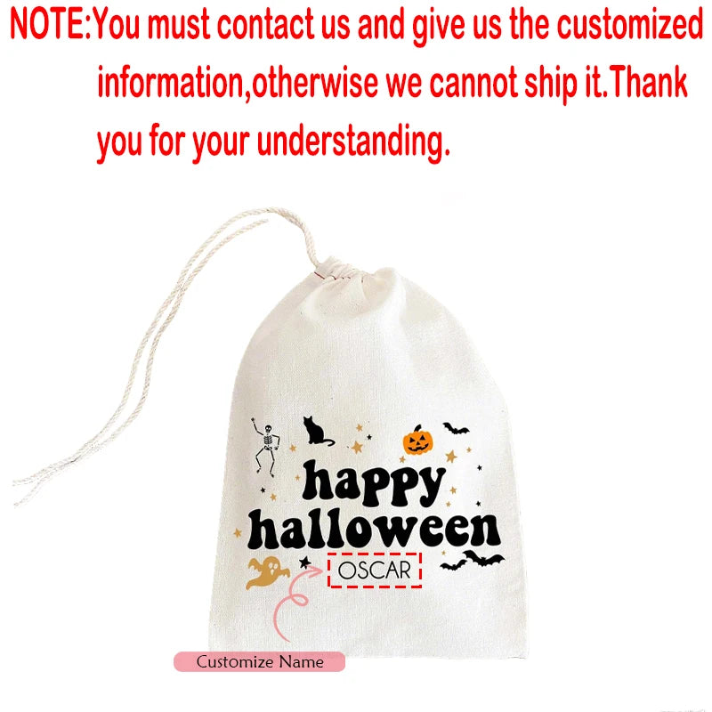 5-Pack Personalized Halloween Drawstring Treat Bags for Kids