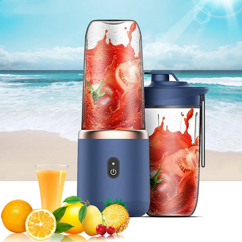 Portable Wireless Electric Juicer 6 Blades USB Mini Charging Smoothie Blender Fruit Squeezer Ice Crush Cup Smart Kitchen Tool Peaceful Pleasures Health and Wellness