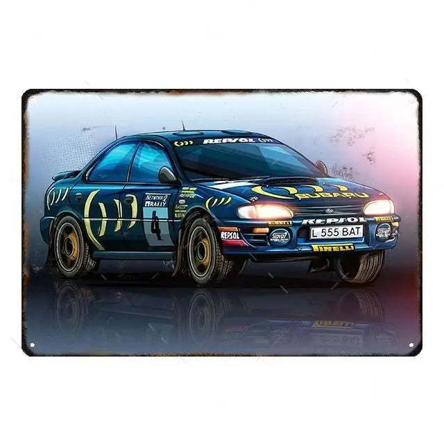 Cool Race Car Vintage Metal Poster Modern Sport Car Retro Tin Sign Auto Club Wall Decoration Plaque for Home Decor Peaceful Pleasures Health and Wellness 16 40x60cm Unframed