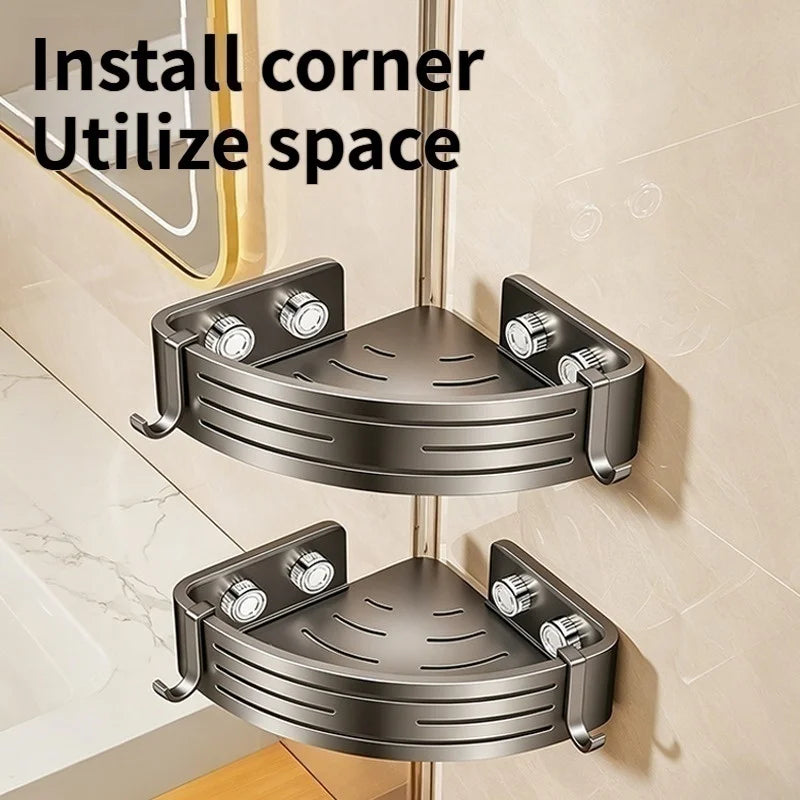 No-Drill Suction Cup Bathroom Corner Shelf Organizer Rack