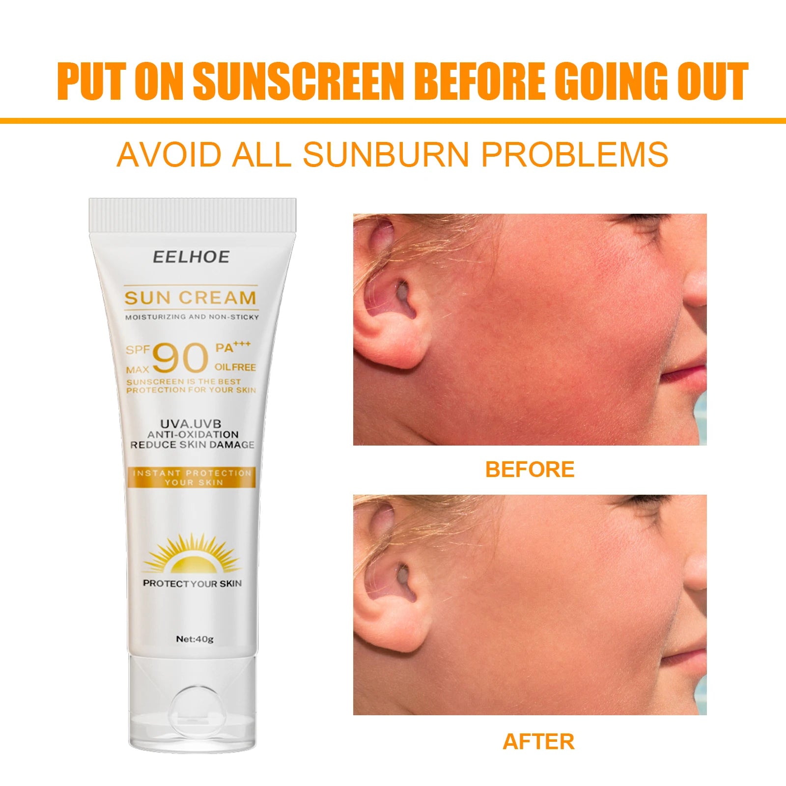 Facial Cream Sunscreen SPF 90 Brighten Sun Cream For Face Body Oil Control Moisturizer Daily Sunblock Skin UV Protective Lotion Peaceful Pleasures Health and Wellness
