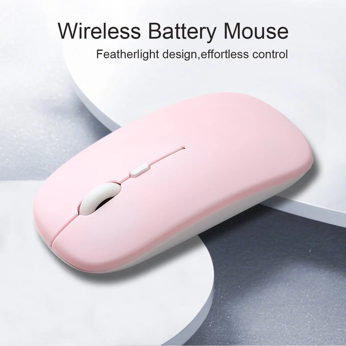 Wireless Bluetooth-compatible Mouse For iPad Samsung Huawei Android Windows Tablet Battery Mouse For Laptop Notebook Computer Peaceful Pleasures Health and Wellness Matte-Pink